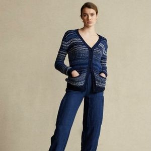 Women's Ralph Lauren Polo Striped V Neck Linen Cardigan